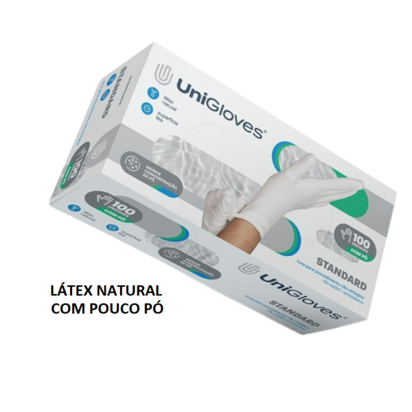 Luva Látex Natural para procedimento Standard (pouco pó) - UniGloves