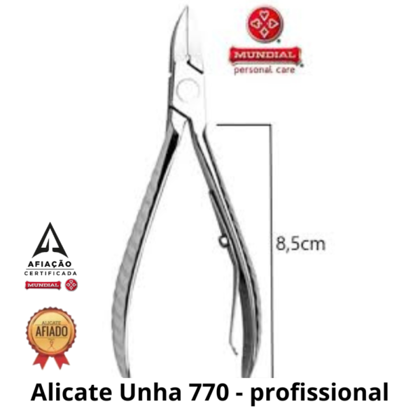 Alicate de Unha 770-PR Professional Aço Inox Mundial - Imagem 3
