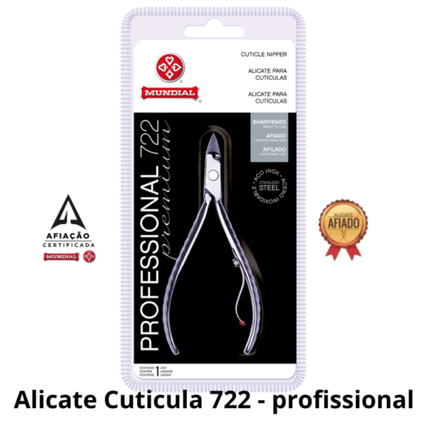 Alicate de Cutícula 722-PR Professional Aço Inox Mundial